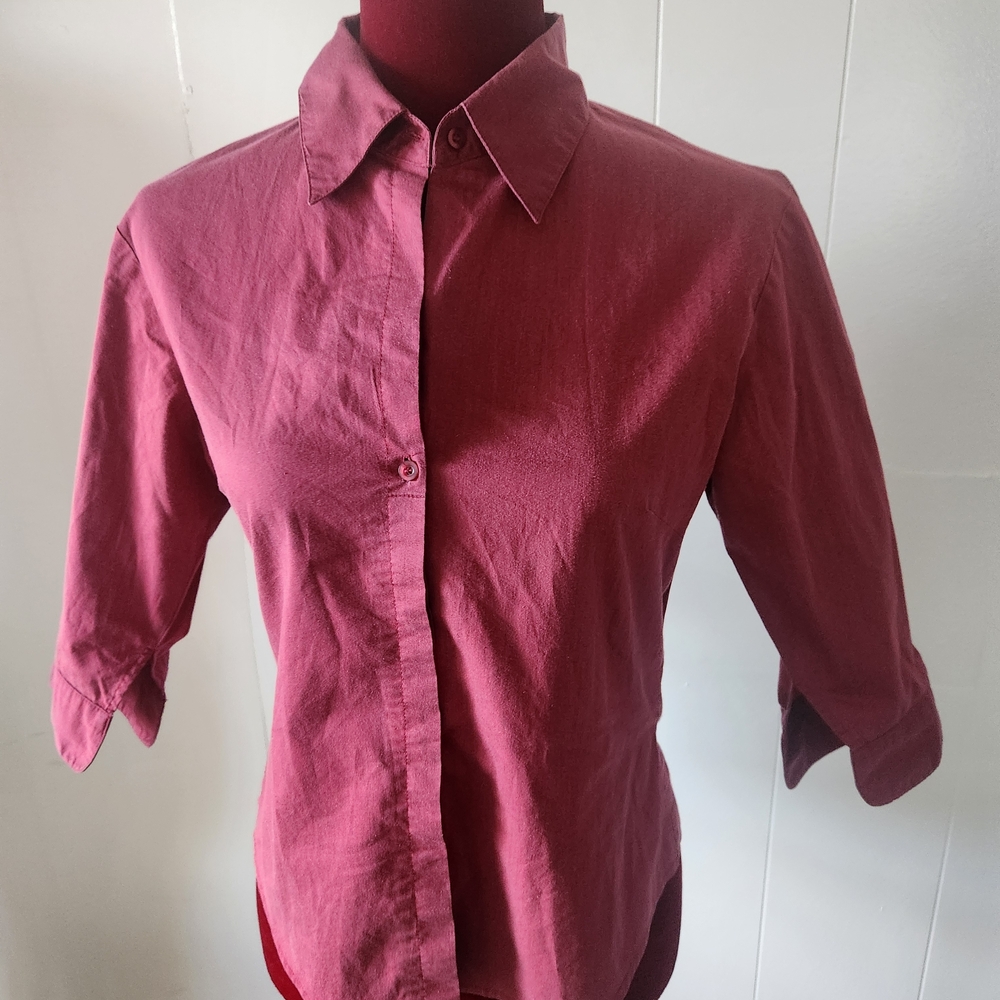 Cotton Express Women's Button Down Shirt - Deep Red